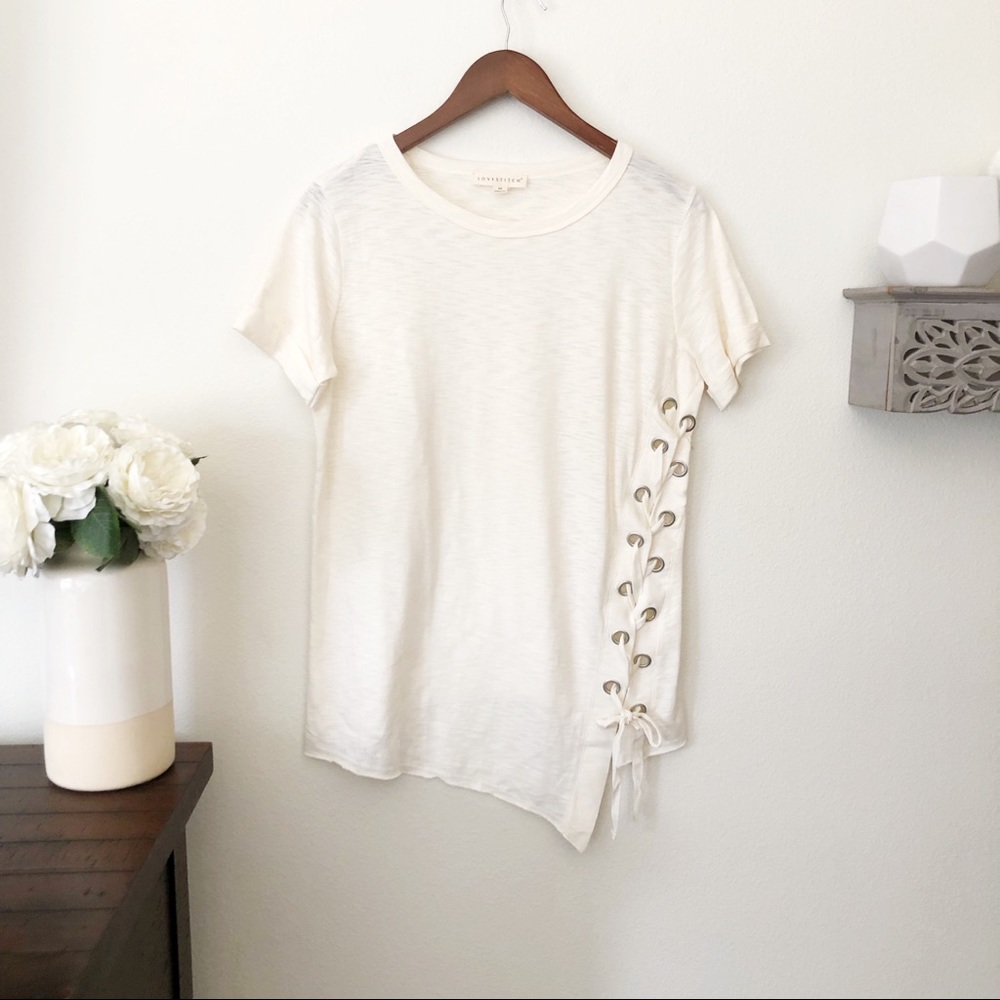 Lovestitch casual short sleeve lace up T-shirt medium new with tags